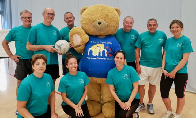 The Mogers Drewett team with Forever Friends Appeal mascot, Ted. Picture courtesy of The Forever Friends Appeal, Royal United Hospitals Bath NHS Foundation Trust