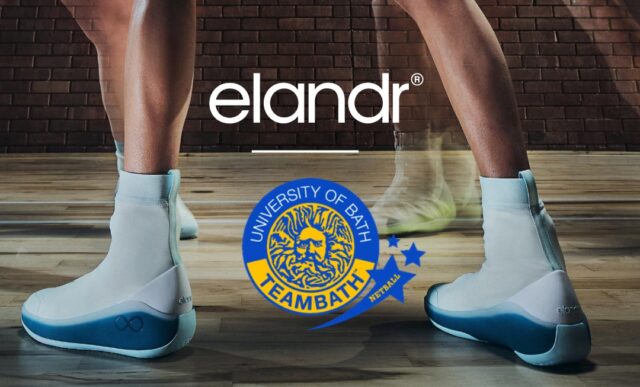 A promotional graphic featuring the logos of Elandr and Team Bath Netball