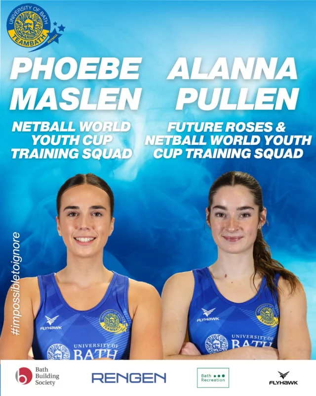 Huge congratulations to our incredible Team Bath NXT Gen stars, Alanna and Phoebe, on their selection for the World Youth Cup U21 training squad! 🌟 Alanna has also earned a place in the Future Roses programme. We couldn’t be prouder! 💙💛 @englandnetball #TeamBath #NXTGen #FutureRoses #WYC2025