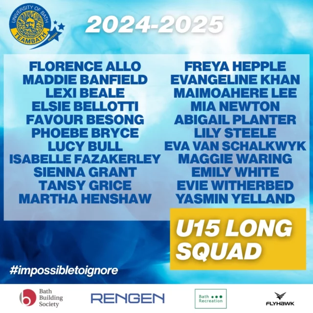 Congratulations to the 22 athletes selected into our U15 Long Squad!
They are working hard in training looking to prepare for the U15 National tournament which will be held in August at Wolverhampton University. 💛💙
#blueandgold