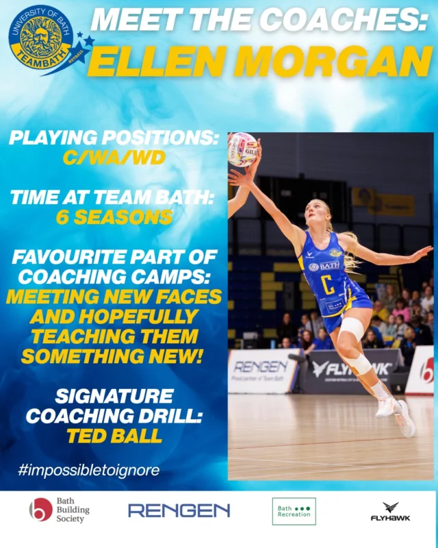 🏐💥We are delighted to announce that NXT Gen midcourter and Welsh Feather #227 @ellenmorgann will joining as our guest coach for the camps on the 28th and 29th July. 📅Spots are limited - book now! #blueandgold #NXTGen #netballcamp